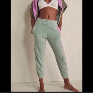 Intimately Free People Green and Pink Fleece Cropped Pants
